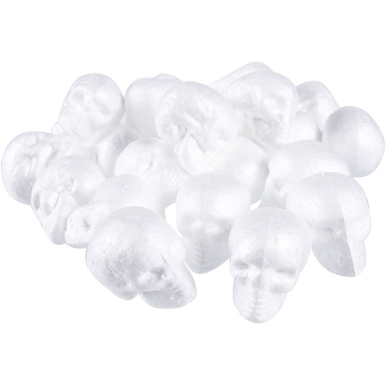 Foam Skulls for DIY Halloween Crafts, Decorations (White, 24 Pack)